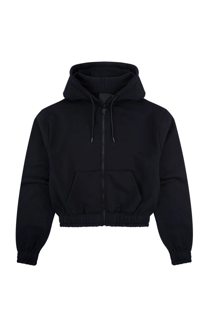 WOMEN’S HOODED ZIP THRU – BLACK WOMEN’S HOODED ZIP THRU – BLACK