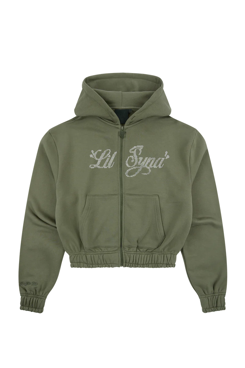 WOMEN’S LIL SYNA RHINESTONE HOOD – KHAKI WOMEN’S LIL SYNA RHINESTONE HOOD – KHAKI