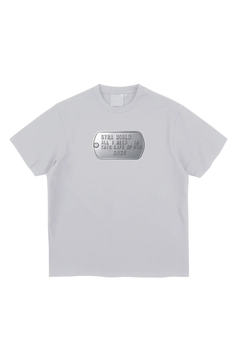 LIFE OF SYN DOG TAG PRINTED TEE – WHITE/SILVER LIFE OF SYN DOG TAG PRINTED TEE – WHITE/SILVER